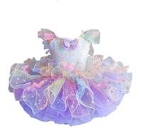 EFLALYHG Vestido de Ballet para niñas Vestido de Princesa con Lentejuelas Tutú de Ballet Ropa de Baile Tutú para actuaciones Faldas de competición,G,130