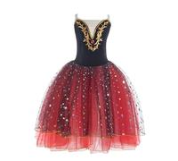 EFLALYHG Vestido Largo de Ballet para niñas, Ropa de actuación de Danza Infantil, Disfraz de Ballet El Lago de los Cisnes Leotardo de Gimnasia Falda Profesional para Danza del Vientre,Crimson,130