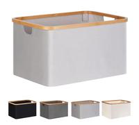 efluky Cesto Ropa Sucia Plegable Portátil Cesta Colada Laundry Basket de Bambú, Cesta de Almacenamiento Versátil con Asas Para Baño y Dormitorio, Lavandería, Juguete, 60L(Gris claro)