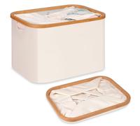 efluky Cesto Ropa Sucia Plegable Portátil, Laundry Basket de Bambú, Cesta de Lavandería, Cesta de Almacenamiento Versátil con Asas Para Baño y Dormitorio, Juguete, Viajes, 50L(Beige)