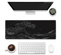 Eflxamz Tapete de escritorio, tapete de escritorio de olas de mar japonesas japonesas, alfombrilla de mouse grande para computadora, alfombrilla de mouse grande extendida para teclado de computadora