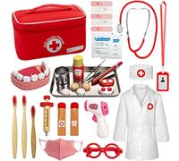 EFO SHM Maleta médica para niños de madera con estetoscopio auténtico dentista Role Play Doctor Juguetes para niños a partir de 3 años