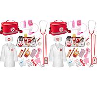 EFO SHM Maletin Medico Juguete, Kit Medico Infantil Madera Doctora Juegos con Real Estetoscopio, Termómetro, De Imitacion Regalos para Niños y Niñas, Niños A Partir de 3 Años (Paquete de 2)