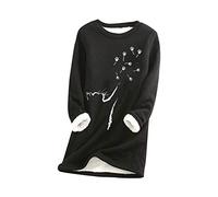 EFOFEI Donna Cat Print Plus Top in Pile Top Stampati Oversize Top in Cashmere di Agnello Maglioni Camicie Maniche Lunghe Top Stampati Oversize M