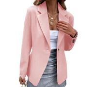 EFOFEI Donna Giacca Aperta Manica Lunga Slim Business Cardigan Lapel Open Front Cappotto Tuta Tinta Unita Rosa L
