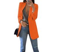 EFOFEI Giacca Da Donna In Tinta Unita Slim Fit Estiva Autunno Tempo Libero Giacca per La Scuola Elegante A Maniche Lunghe Orange XXXL