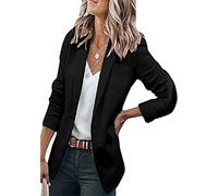 EFOFEI Lady Slim Business Cardigan Lapel Open Front Suit Coat Summer Thin Coat Light Office Jacket Negro L