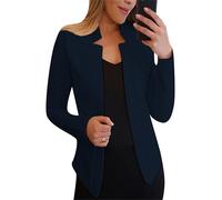 EFOFEI Mujer Chaleco De Coche Casual De Bureau Traje De Moda Adelgazante Manches Longues Avec Chaleco De Bolsillo Azul Marino XL