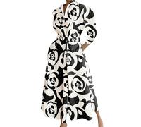 EFOFEI Mujer Vestido Recto Plisado hasta El Tobillo con Bolsillos Vestidos Maxi En Tallas Grandes con Botones Estampado Floral Rosa S