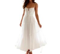 EFOFEI Mujer Vestidos De Estilo Casual Vestido De Cuello En V Blanco M