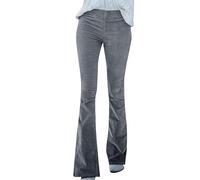 EFOFEI Mujeres Otoño Retro Stretch Pantalones Largos con Pies De Elefante Casual Pantalones Tinta Unita Gris S