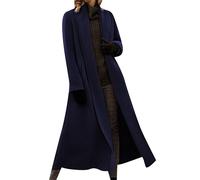 EFOFEI Señora Maxi Abrigo Pea con Bolsillos Larga Trabajo Clásico Abrigo Espesar Cárdigan Ropa Exterior Azul Oscuro 3XL
