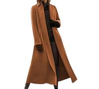 EFOFEI Señora Oversized Talla Grande Ropa Exterior Elegante Solapa Gabardina Chaqueta Elegante Lana Mezclada Gabardina Abrigo Marrón M
