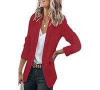 EFOFEI SeñOra Simple Cardigan Traje Tailo Cardigan Blazer Slim Traje Vestido Simple Elegante Outwear Vino Tinto L
