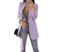 EFOFEI Señora Simple Color Sólido Traje Casual Cropped Blazer Oficina Cardigan Blazer Traje Púrpura Claro 4XL