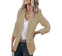EFOFEI SeñOra Simple Elegante Outwear Traje De Un Solo Pecho Un BotóN Formal Chaqueta De Traje Color SóLido Cuello De Traje Caqui S