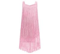 EFOGEP Vestido de baile latino para niña, sin mangas, con flecos, borlas, vestidos de escenario, sala de baile, cha, jazz, samba, rumba, ropa de baile, disfraz para niños de 4 a 13 años, Rosa., 10-11