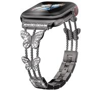 Efolen Compatible con Apple Watch 38/40/41/42/44/45/46/49mm Correa para Muje Ajustable de Correa de diamante mariposa para iWatch 9/8/7/6/5/4/3/2/1/SE/Ultra Negro