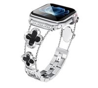 Efolen Correa Mujer con Trébol de la Suerte y Diamantes Brillantes Compatible con Apple Watch 38-40-41-42-44-45-46-49mm, Brillante Diamantes Pulsera para iWatch SE Series 10 9 8 7 6 5 4 3 2 1