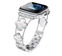 Efolen Correa Mujer con Trébol de la Suerte y Diamantes Brillantes Compatible con Apple Watch 38-40-41-42-44-45-46-49mm, Brillante Diamantes Pulsera para iWatch SE Series 10 9 8 7 6 5 4 3 2 1