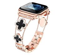 Efolen Correa Mujer con Trébol de la Suerte y Diamantes Brillantes Compatible con Apple Watch 38-40-41-42-44-45-46-49mm, Brillante Diamantes Pulsera para iWatch SE Series 10 9 8 7 6 5 4 3 2 1