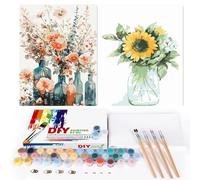 EFOTIML Kit de pintura por números para adultos principiantes y niños Edades 8-12, 16x20 Canva para kits de pintura para adultos (sin marco) - hojas de girasol de eucalipto flores (2PCS)