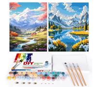 EFOTIML Kit de pintura por números para adultos principiantes y niños Edades 8-12, 16x20 Canva para kits de pintura para adultos en caja colorida (sin marco) - montaña de nieve y lago (2PCS)