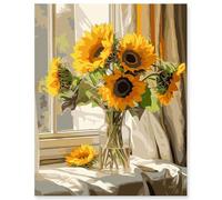 EFOTIML Paint by Numbers Kit para adultos principiantes y niños Edades 8-12, 1pcs 16x20 Canva para kits de pintura para adultos en girasoles embotellados en caja colorida (sin marco)