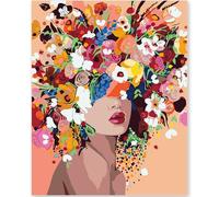 EFOTIML Pintura por Números Kit para Adultos Principiantes y Niños Edades 8-12, 1pcs 16x20 Canva para Kits de Pintura para Adultos en Colorido Caja (sin marco) - Flores de la niña