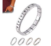 EFRANO Pulsera elástica de Borde Fino Unisex,Brazalete de Cuentas Planas de Acero Inoxidable,Pulsera elástica de Tai Chi con corazón Cruzado Simple para Hombres y Mujeres (A)