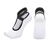 EFRJUWI 3 pares de calcetines pilates cinco dedos for mujer, silicona, antideslizantes, sin espalda, for ballet, danza, yoga, transpirables, for fitness en interiores(White)