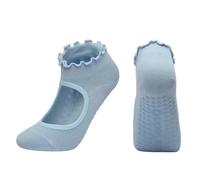 EFRJUWI 3 pares de calcetines yoga algodón sin espalda for mujer, antideslizantes, profesionales, for pilates, baile, fitness, deportes en interiores, tallas 35-42(Blue)