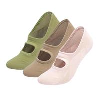 EFRJUWI 3 pares de calcetines yoga antideslizantes for mujer, pilates, deportivos algodón sin espalda for, zapatillas ballet, danza y fitness, descalzos(4506-As picture)