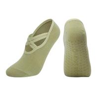 EFRJUWI 3 pares de calcetines yoga sin espalda con tiras cruzadas for mujer, antideslizantes, profesionales, for pilates, ballet, danza, fitness, aeróbicos y deportes(H7-green)