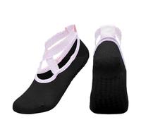 EFRJUWI Calcetines de yoga color sólido, profesionales, silicona, antideslizantes, for ballet, pilates, sin espalda, transpirables, algodón, for deportes baile(Black)