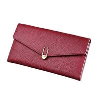 EFRJUWI Carteras de Cuero Genuino for Mujer diseñador Lujo for Monederos Largos Tarjetero Bolso Mano para la Vida Diaria y los Viajes(Wine Red)