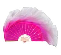 EFRJUWI Par de velos for Abanico de Baile, 2 uds., círculo, práctica de Bailarina de Seda Real, Accesorios for espectáculo, Disfraz folclórico Extra Largo y Fluido(Color 20,2pcs Right -2 People)