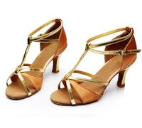 EFRJUWI Zapatos De Baile Latino A La Moda For Mujer Y Niña, Salón Tango Salsa For, Sandalias Tacón Alto Fondo Suave 5/7(809 Brown 7cm,39)