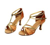EFRJUWI Zapatos De Baile Latino A La Moda For Mujer Y Niña, Salón Tango Salsa For, Sandalias Tacón Alto Fondo Suave 5/7(809 Brown 5cm,36)