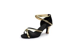 EFRJUWI Zapatos De Baile Latino A La Moda For Mujer Y Niña, Salón Tango Salsa For, Sandalias Tacón Alto Fondo Suave 5/7(805 Black Satin 5cm,39)