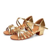 EFRJUWI Zapatos De Baile Latino For Niñas, Salón For Bailar Salsa, Tacones Bajos, Sandalias Tango(Black,27)