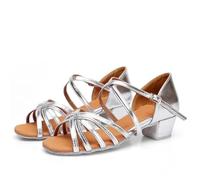 EFRJUWI Zapatos De Baile Latino For Niñas, Salón For Bailar Salsa, Tacones Bajos, Sandalias Tango(Blue,30)