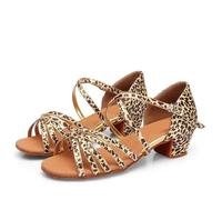 EFRJUWI Zapatos De Baile Latino For Niñas, Salón For Bailar Salsa, Tacones Bajos, Sandalias Tango(Orange,38)