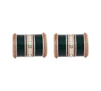 Efulgenz Juego de pulseras de novia india para mujer, pulseras chura verdes punjabi chuda, juego de pulseras acrílicas para boda, imitación Kundan diamantes de imitación de cristal, joyería de moda