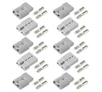 efuturetime 10 Piezas. Conector Anderson 50A 600V, Conector de Batería de Desconexión Rápida, Conector de Alta Corriente para Coches, Caravanas, Barcos, Sistemas Solares, Gris