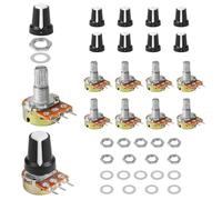 EFUTURETIME 10 x Potenciómetros B1K 2K 5K 10K 20K 50K 100K 250K 500K 1M Ohm, Potenciómetro Rotatorio Lineal 3 Terminales con 10 Perillas de Plástico Blancas