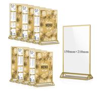 efuturetime 12PCS Expositor Metacrilato A5 de Acrílico, Soporte para Letreros Vertical, Soporte de Menú, Portafotos Dorado Doble Cara para Menú, Foto, Boda, Publicidad, Recepción