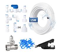 EFUTURETIME 15M Kit Tuyau Frigo Américain Eau Alimentation 1/4" Universel | für Kühlschrank Side By Side und Osmoseanlage, schnelle steckverbindung mit Absperrhahn, 1/4 Zoll Trinkwasserschlauch