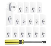 efuturetime® 16PCS Clavos de Suspensión Autoadhesivos Transparente, Ganchos de Pared con Destornillador de Vaso, con Barra Atornillable de 14mm, sin Necesidad de Taladrar para el Baño de la Cocina