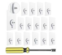 efuturetime® 16PCS Clavos de Suspensión Autoadhesivos Transparente, Ganchos de Pared con Destornillador de Vaso, con Barra Atornillable de 6mm, sin Necesidad de Taladrar para el Baño de la Cocina